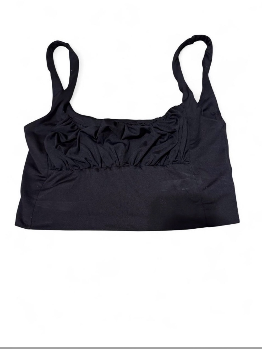 Black Ruched Bust Crop Tank Top - Women